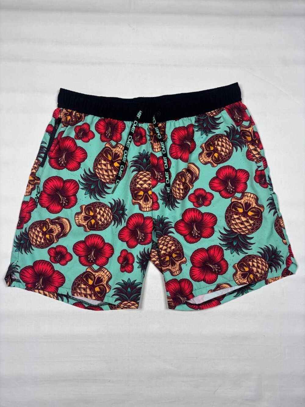 Combat Iron Apparel Mesh Lifestyle Shorts Mens XL Teal Pineapple Express Skulls